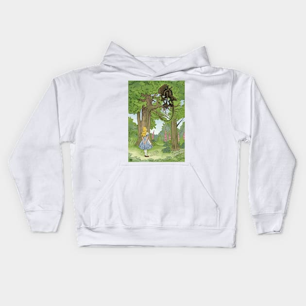 Alice Meets the Alien in Wonderland Kids Hoodie by matjackson